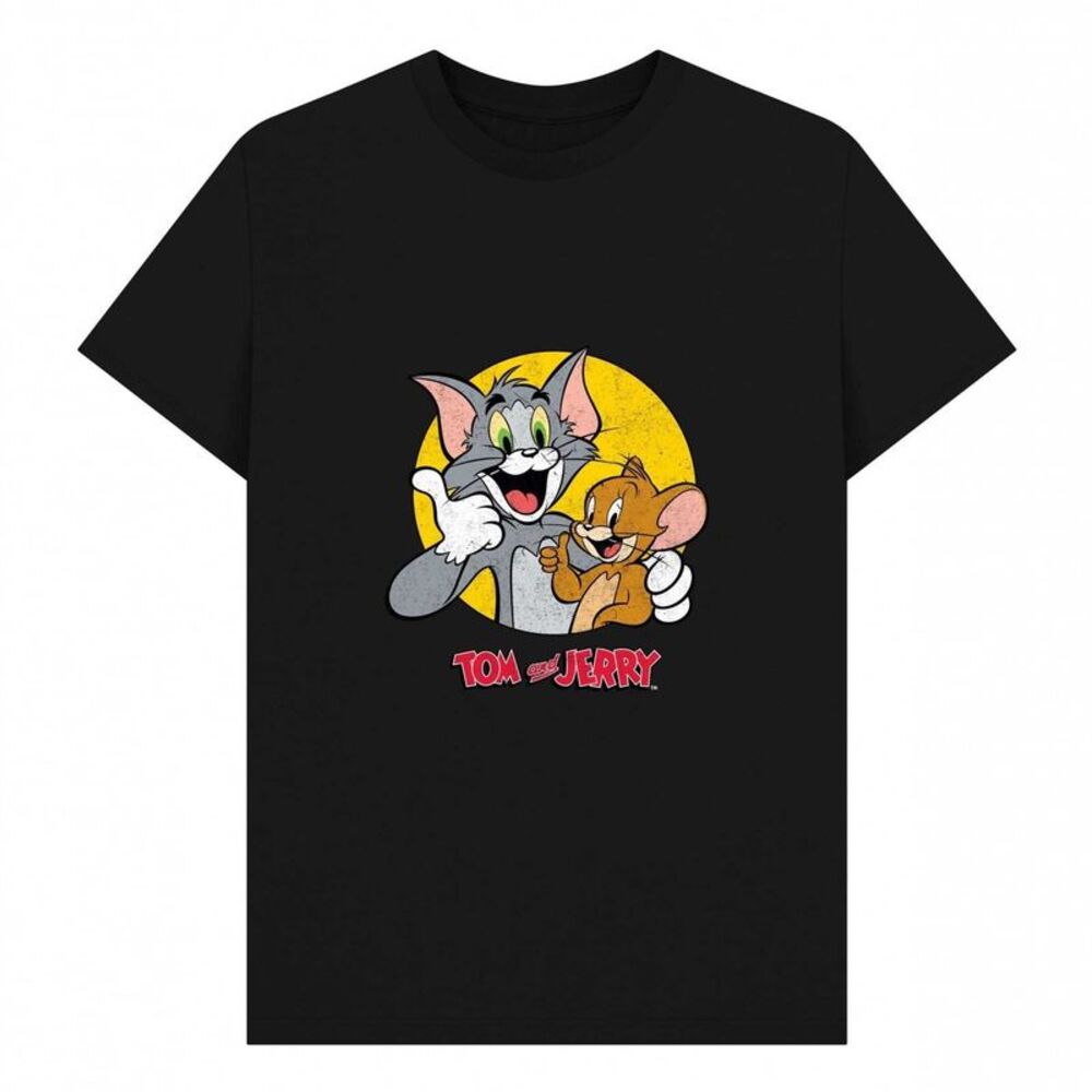 Tom and Jerry Unisex Adult Thumbs Up T-Shirt / Black